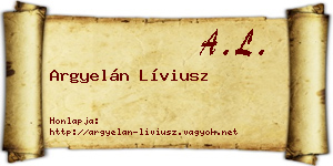 Argyelán Líviusz névjegykártya